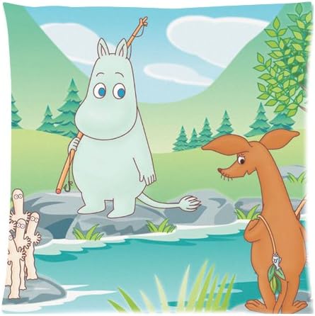Moomin Valley Custom 18x18 Inch Square Cotton Throw Pillow Case Decor Cushion Covers (Twin Sides)
