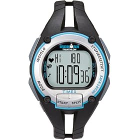 Timex Ironman Road Trainer Heart Rate Monitor Watch, Black Silver Blue, Mid Size by