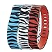 Bandcase 3PCS Set Large Size New Zebra Style Replacement Band with Metal Clasps for Fitbit Flex Backup Wristband Bracelet No Tracker (Black Blue Orange)
