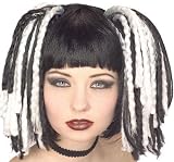 New Costume Wig Goth Punk Black White Dreads Dreadlocks Gothic Costumes Two Tone Wicked Fairy Faerie