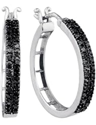 0.55CTW-BLACK DIA HOOPS