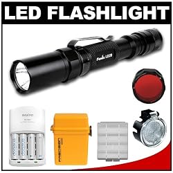 Fenix LD20 Waterproof LED Torch Flashlight + Fenix Diffuser Lens & Red Filter + Sanyo Eneloop Power Kit