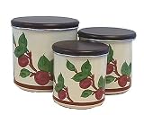 Franciscan Apple Enamel-on-Steel Storage Jar Set with Wooden Lids