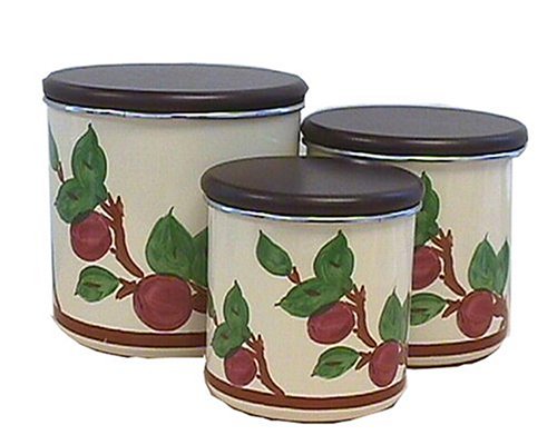 Franciscan Apple Enamel-on-Steel Storage Jar Set with Wooden Lids