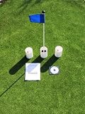 Practice Putting Green - Natural or Synthetic - Accessory Kit - (3) 6 Plastic Cups & Blue Marker Flag