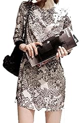 Sexy Chiffon Floral Print Long Sleeves Sheath Above the Knee Bodycon Dress/Party Dress/Tunic/Mini Dress 