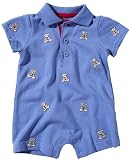Little Me Baby-boys Newborn Bear Tie Romper, Blue, 3 Months