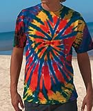 Adult Tie-Dyed Short Sleeve Rainbow Cut-Spiral T-Shirt