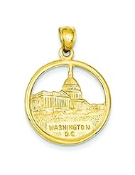 14K Yellow Gold Reversible Washington DC Charm Pendant
