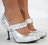 Womens Bridal Silver Satin Party Ladies Wedding Shoes