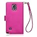 Samsung Galaxy Note 4 Case, Terrapin [Pink] [Lily Floral Interior] Textured PU Leather Wallet Case with Card Slots Cash Compartment and Detachable Wrist Strap for Samsung Galaxy Note 4 - Pink