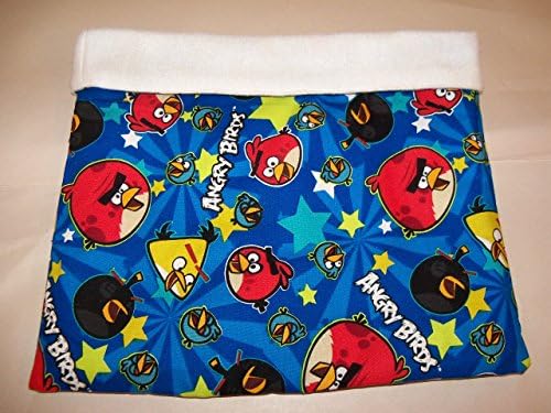 Blue Angry Birds Print XL Fleece/Cotton Guinea Pig Pouch Bag Cozy Bed Snuggle Ferret Rat 11" x 11''