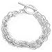 Harvest Fashion Jewelry 925 Sterling Silver Plated Circle Rings Bangle Bracelet
