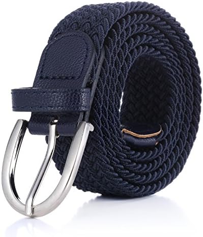 Jabeu Elastic Braided Belt with Metal Buckle - Navy - Adult: Medium
