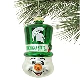 Michigan State Spartans Top Hat Snowman Blown Glass Ornament