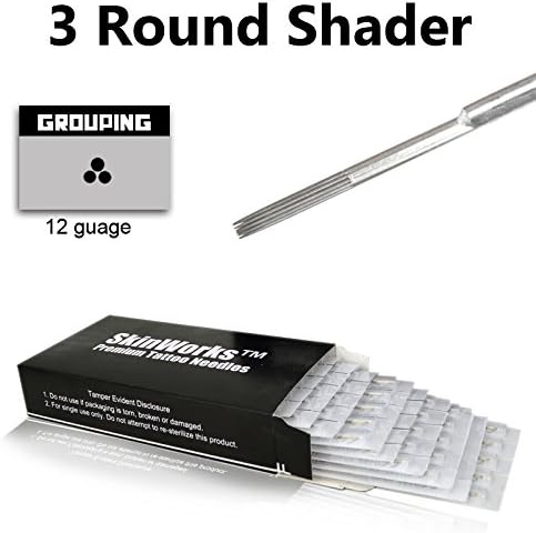 SkinWorks® Tattoo Needles Round Shader 50 Pack New in Box - 3/5/7/9/11/14/18RS (3RS)