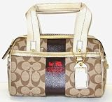 AUTHENTIC COACH HERITAGE STRIPE SMALL SATCHEL BAG - 11563 (Khaki/Brown)