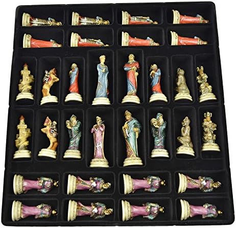 Themed Chessmen: Quality Hand Painted Justice Evil Chess Pieces Set