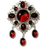 Christmas Special One of a Kind Certified Genuine Cherry Amber and Sterling Silver Classic Victorian Pin-Pendant