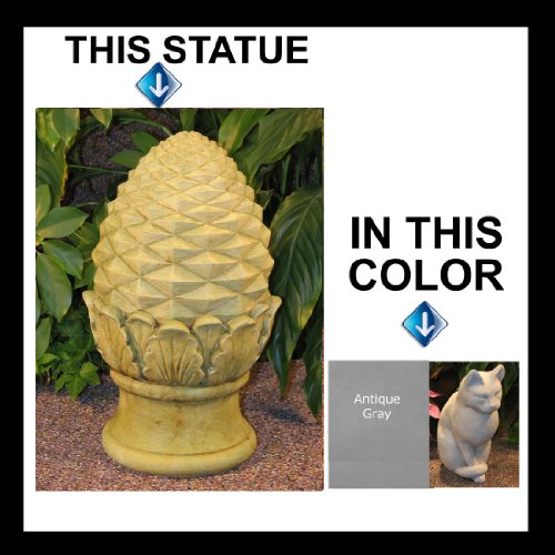 PINEAPPLE FINIAL Large 14 GRAY CONCRETE Pillar Statue GARDEN Outdoor