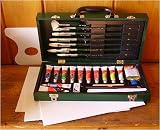 Oil Painting Set in a Wooden Box with 3 Canvas Panels