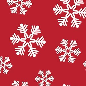 Waverly Red/White Snowflake Flannel Back PEVA Tablecloth, 52"x70" Oblong (Rectangle)