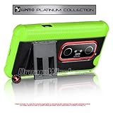 HTC EVO 3D PLATINUM FUSION SERIES GREEN TPU+BLACK PC W/ STAND CASE + Free P ....