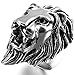 Men's Stainless Steel Ring Band Silver Black Stunning Lion Gothic Biker