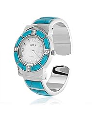 Bling Jewelry Bora Turquoise Watch Cuff Inlay Style with Crystal Accents