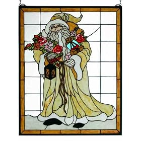 LAMPS BEAUTIFUL St. Nicholas Christmas Stained Glass Window by Meyda Tiffany--Excellent customer service--see our feedback.