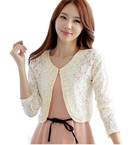 パール 刺繍 レース パーティー ノーカラー ジャケット ボレロ カーディガン 結婚式 二次会 謝恩会 入学式 卒業式 フォーマル ホワイト