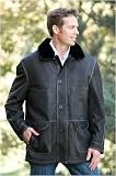 Men's Picollo Leather Car Coat with Fur Collar