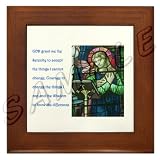 Serenity Prayer with Mary in Stained Glass Framed Tile