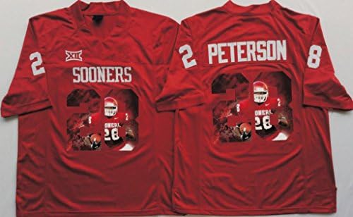 Fashion Men's Adrian Peterson #28 Oklahoma Sooners College Football Jersey Red XX-Large