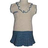 Handmade Knit Cotton Baby Girl Dress with Matching Headband (12/18M) NEW