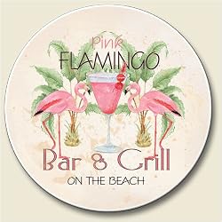 Pink Flamingo Bar & Grill Single Auto Coaster