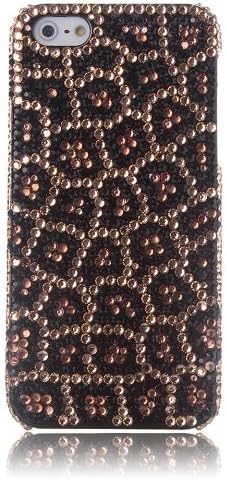 Kazma Saki(TM) 3D Bling Design for Leopard Print With Full Diamond For iPhone 5 5S Case Cover (Package includes: 1 X Screen protector, extra backup crystal).
