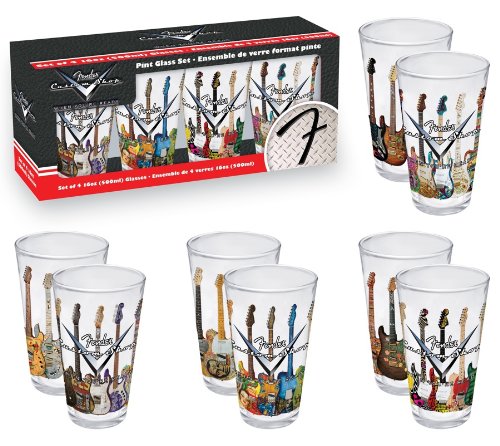 Aquarius Fender Guitars 4 Piece Pint Glass Set