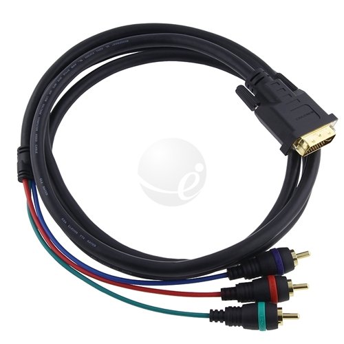 Premium DVI-I to 3 RCA Component RGB Cable M/M- 6 FT / 1.8m for Sony PS3 Ultra Series, Black