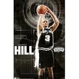 Professionally Framed San Antonio Spurs George Hill Sports Poster Print - 22x34 with RichAndFramous Black Wood Frame