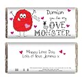 Personalised Love Monster Chocolate Bar Great Gift for Wedding Anniversary Girlfriend Boyfriend Wife Husband Fiance Christmas Birthday Valentines Day