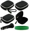 Black Nylon Ultra Slim Hard Shell Bluetooth Carrying Case + USB 12V Car Charger for Aliph Jawbone and Aliph Jawbone II