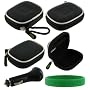 Black Nylon Ultra Slim Hard Shell Bluetooth Carrying Case + USB 12V Car Charger for Aliph Jawbone and Aliph Jawbone II