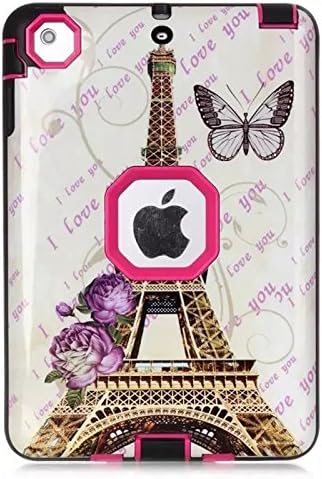 iPad Mini 3/2/1 Case,LittleMax(TM) [3 In 1] Hybrid Plastic Hard Protective iPad Mini Case [Heavy Duty] Back Case Cover for iPad Mini 1/2/3 [Free Cleaning Cloth,Stylus Pen]-Eiffel Tower Rose