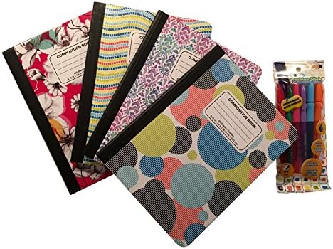 Composition Notebook with Colored Pens Elementary School Supplies Journal Girls Teens Kids Teachers