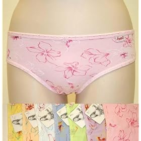 Women's Cotton Assorted Lovely Plumeria Floral Print Bikini Style Panties 12-Pack (Wholesale Pricing)