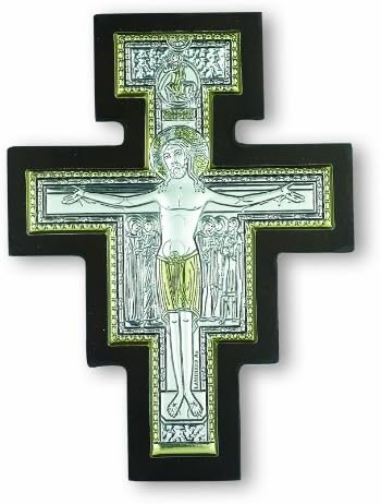 Sterling Silver San Damiano Crucifix, Wall Cross, Made in Italy, 4" Great for Confirmation, RCIA, Wedding Gift, or New Home