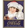 Coca-Cola Tin Metal Sign : Coke Winter Girl