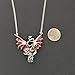 Mystical Dragon with Crystals Silver Finish Red Enamel Accents Pendant Necklace