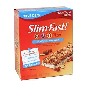 Slim-Fast 200 Calorie Meal Bars, Fruit & Yogurt Trail Mix - Box of 5, 3 Pack